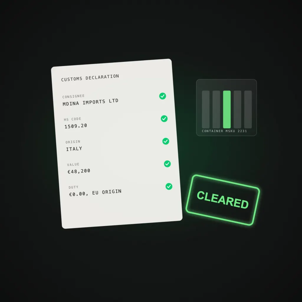 Clear customs without the back-and-forth.